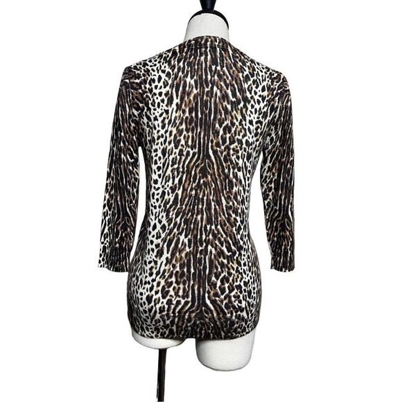 J. Crew 3/4 Sleeve Animal Print Wool Sweater Leopard Print - Picture 3 of 4